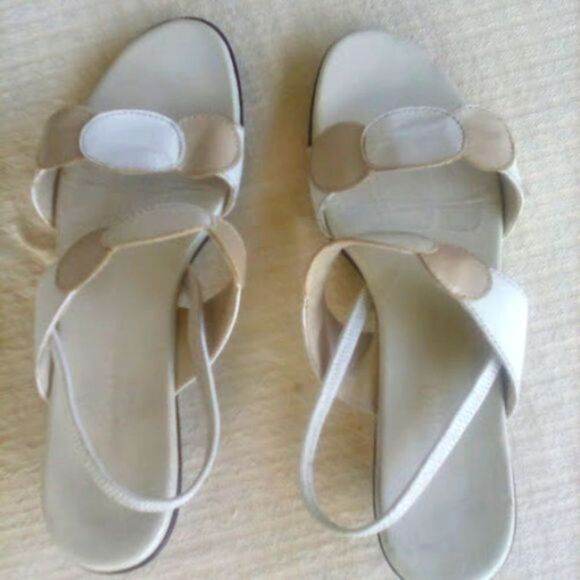 Munro Women's Double Vamped White & Cream Sling Back Comfort Sandals Size 8N - Picture 5 of 13